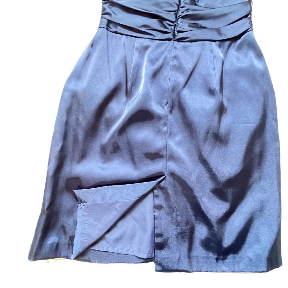 David's Bridal Charmeuse Sheath Navy Blue Style # 83707 - Picture 6 of 8